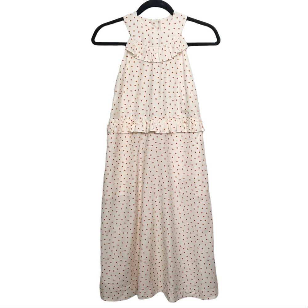 Orla Kiely Ivory Ditsy Dot Cotton Silk Midi Sundress $440 NWT Size 2